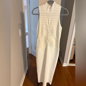 Herve Leger Cream Textured Midi Dress